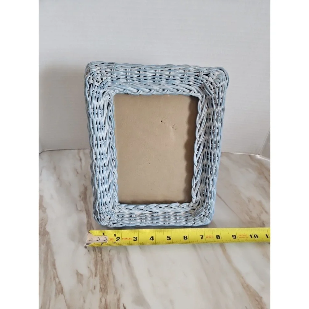 Vintage Blue Wicker Picture Frame approx 5x7 Picture Frame